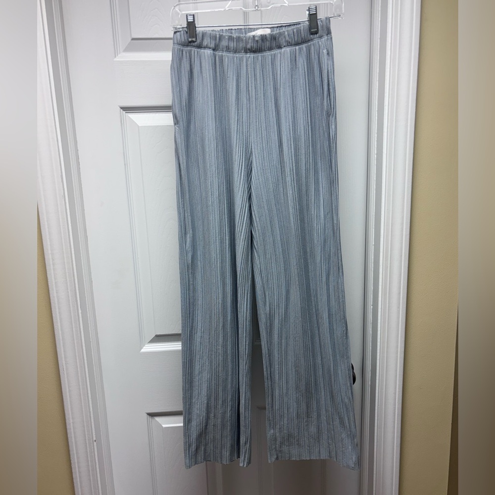 Oak + Fort Misty Blue Ribbed Lounge Pants | Elastic Waist | Small - Picture 2 of 9